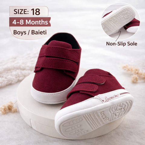Adidasi - Adidasi bebelusi bordo cu scai talpa moale leoncino
