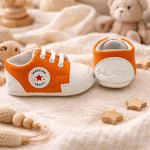 Adidasi bebelusi LEONCINO portocaliu sireturi [4]