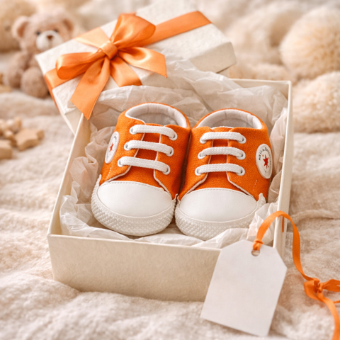 Adidasi - Adidasi bebelusi LEONCINO portocaliu sireturi