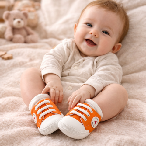 Adidasi bebelusi LEONCINO portocaliu sireturi [1]