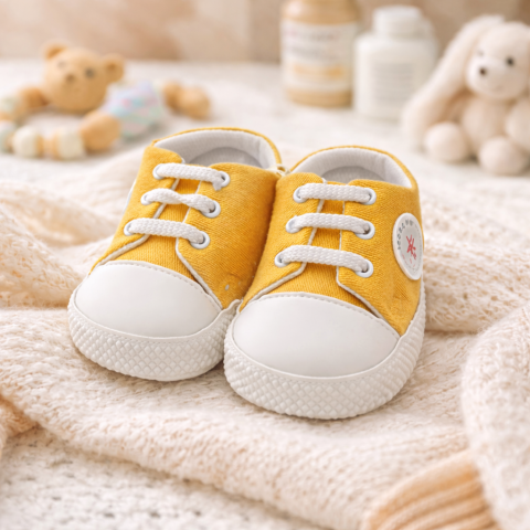 Adidasi bebelusi LEONCINO galben cu sireturi [1]