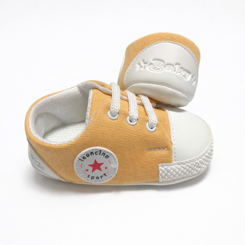 Adidasi bebelusi LEONCINO galben cu sireturi [2]