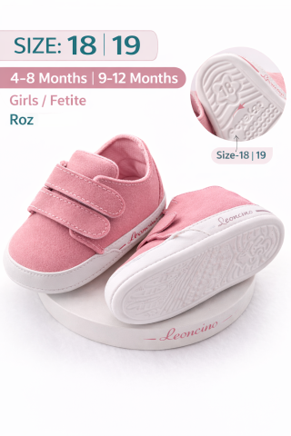 Adidasi - Adidasi bebelusi roz cu scai, talpa moale, leoncino