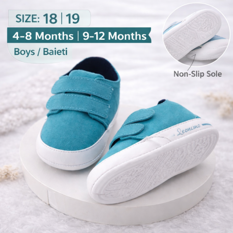 Adidasi - Adidasi bebelusi turcoaz cu scai talpa moale Leoncino