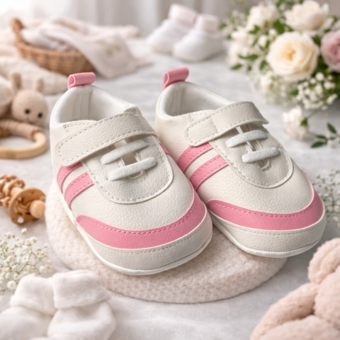 Adidasi - Adidasi BEBLUX alb/roz pentru bebelusi