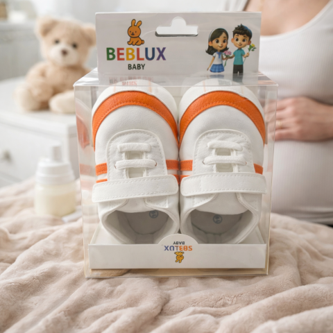 Adidasi BEBLUX alb portocaliu pentru bebelusi [1]