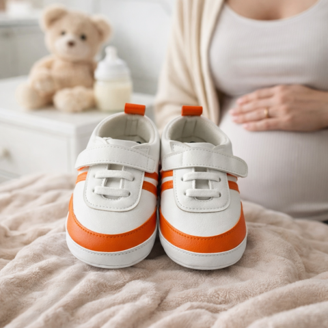 Adidasi BEBLUX alb portocaliu pentru bebelusi [2]