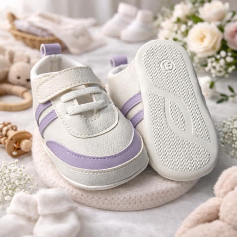 Adidasi BEBLUX alb/mov pentru bebelusi [1]