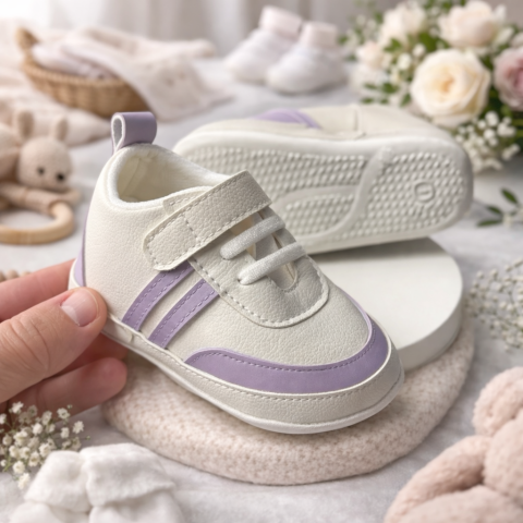 Adidasi - Adidasi BEBLUX alb/mov pentru bebelusi