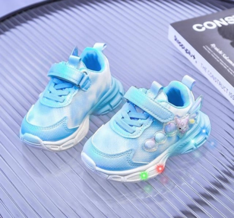 Adidasi bleu cu sidef ALB si luminite - Lolly [2]