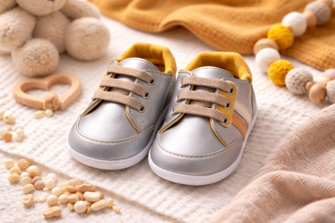 Adidasi - Adidasi bebe cu sireturi silver - Pattini