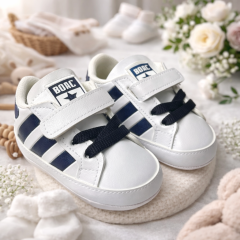 Adidasi BOAC pentru bebelusi negri cu sireturi si scai [2]