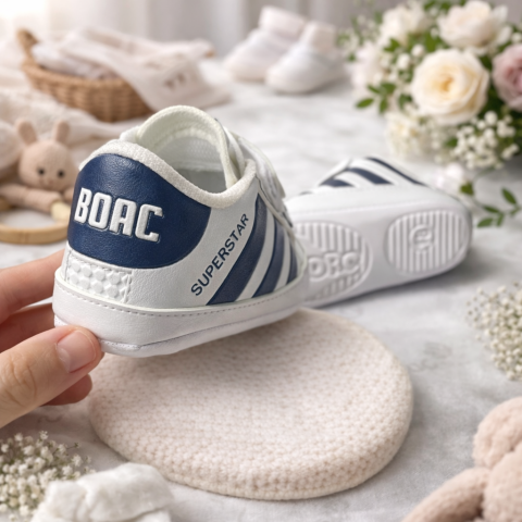 Adidasi BOAC pentru bebelusi negri cu sireturi si scai [1]