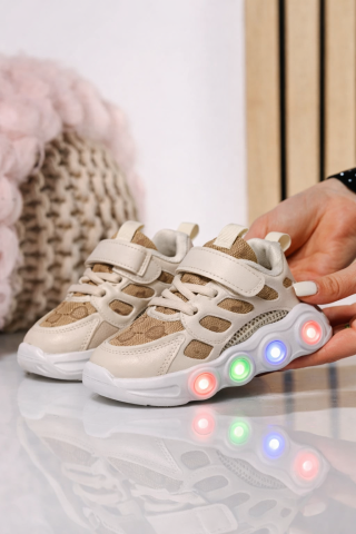 Adidasi CREM cu ALB cu luminite [3]