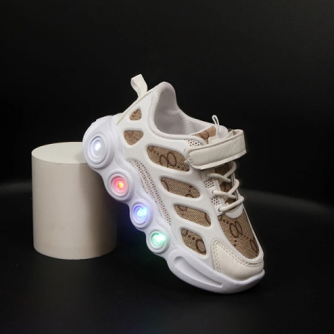Adidasi - Adidasi CREM cu ALB cu luminite