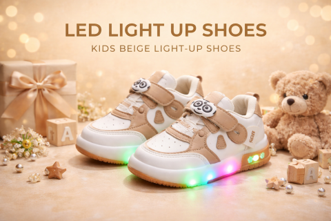 Adidasi - Adidasi CREM cu ALB cu luminite - Panda