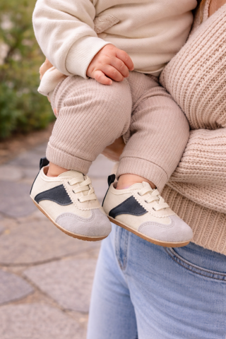 Imbracaminte, incaltaminte - Adidasi CREM cu NEGRU si GRI - Sporty