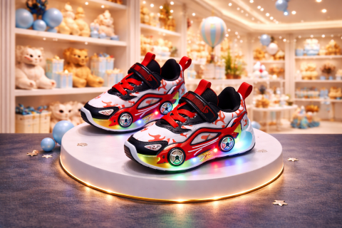 Adidasi - Adidasi cu luminite pentru baietei - Masinuta rosie