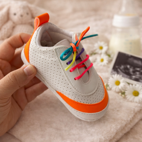 Adidasi Funny portocaliu sireturi colorate [1]