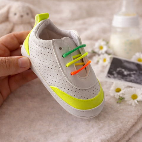 Adidasi - Adidasi Funny verde sireturi colorate