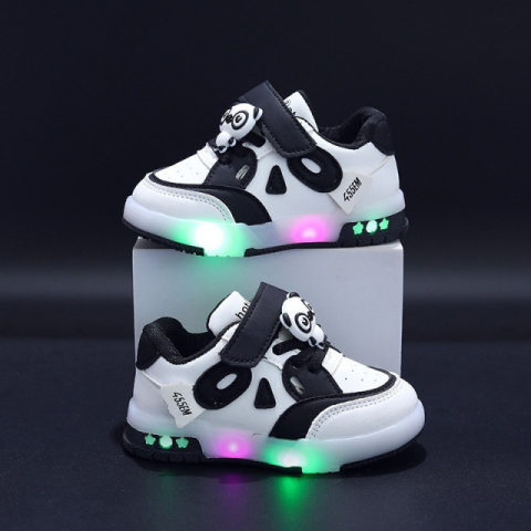 Adidasi NEGRU cu ALB cu luminite - Panda [0]