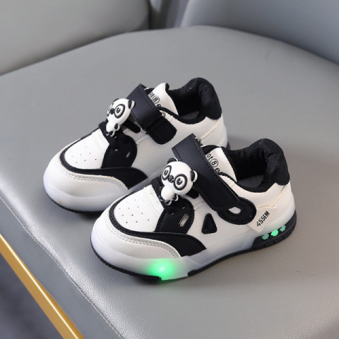 Adidasi NEGRU cu ALB cu luminite - Panda [2]