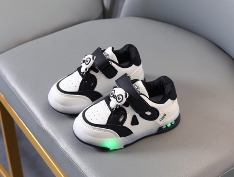 Adidasi NEGRU cu ALB cu luminite - Panda [3]