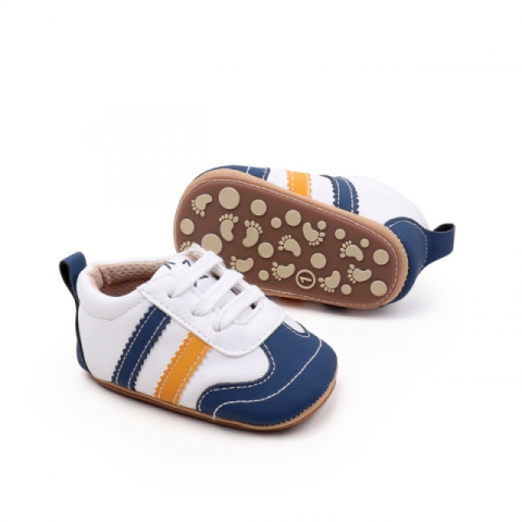 Adidasi - Adidasi pentru bebelusi, albi cu insertii bleumarine si portocalii