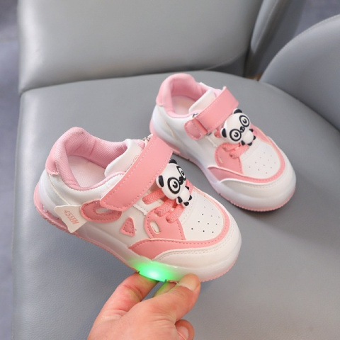 Adidasi ROZ cu ALB cu luminite - Panda [3]