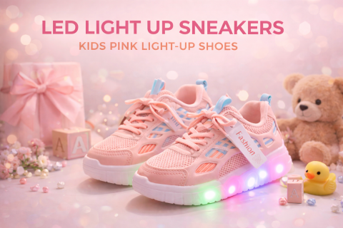 Adidasi - Adidasi ROZ cu dungi colorate si luminite