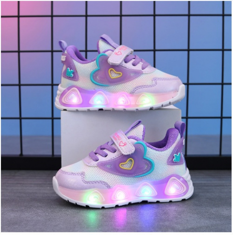 Adidasi - Adidasi sidefati cu luminite - Purple hearts