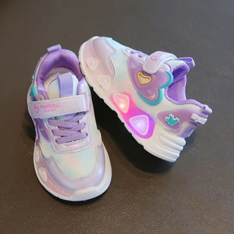 Adidasi sidefati cu luminite - Purple hearts [2]