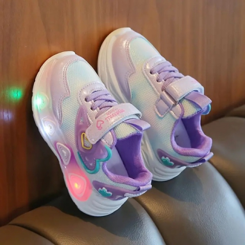 Adidasi sidefati cu luminite - Purple hearts [4]