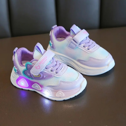 Adidasi sidefati cu luminite - Purple hearts [3]