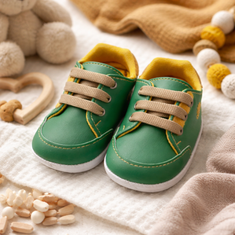 Adidasi - Adidasi verzi bebe cu sireturi - Pattini