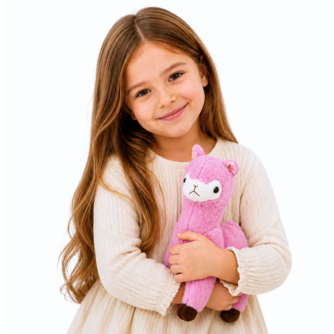 Alpaca Lama din Plus Roz Moale si Pufoasa 28 cm, 3 ani+ [1]