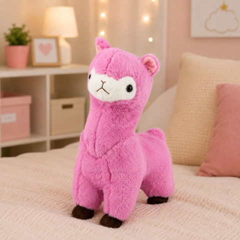 Alpaca Lama din Plus Roz Moale si Pufoasa 28 cm, 3 ani+ [3]