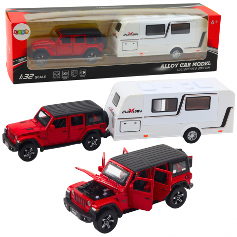 Jucarii Copii - masina-offroad-rulota-rosie-metal-132-Bebelul
