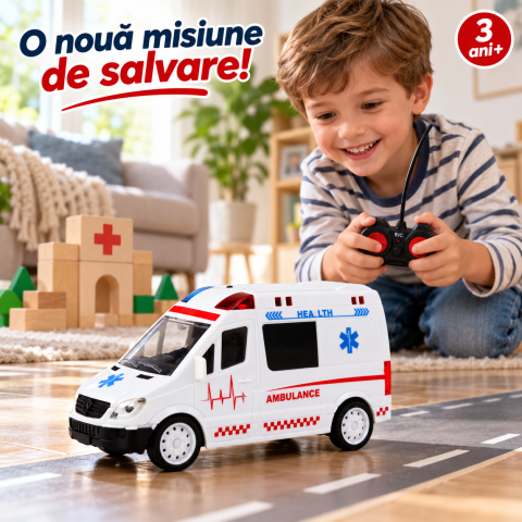 Ambulanta cu telecomanda Lumini si Sunete Alb [5]