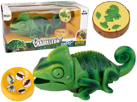 Jucarii cu telecomanda (RC) - Animale R/C Cameleon cu telecomanda lumini verzi 28 cm, 6 ani+