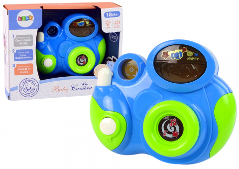 Jucarii Copii - aparat-foto-interactiv-bebelusi-lumini-sunete-albastru-Bebelul