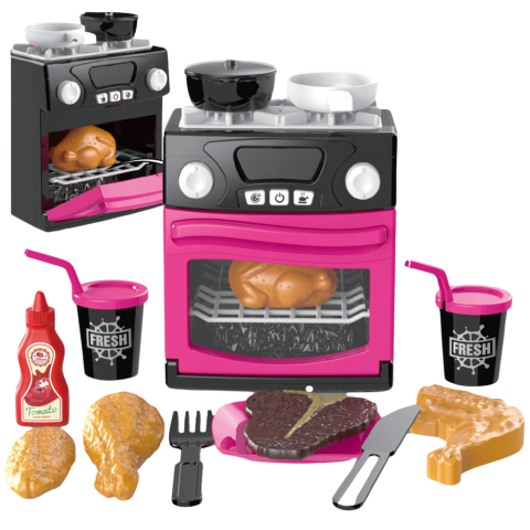 Aragaz de Jucarie cu Cuptor, Accesorii, Lumini si Sunete, Roz [2]