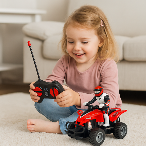 Masinute R/C - atv-rosu-telecomanda-1-16-baterii-Bebelul