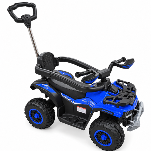 ATV electric copii 3 in 1, cu maner parental, baterie 6V 4,5Ah, bare laterale detasabile, muzica si lumini, albastru, 1-4 ani [2]