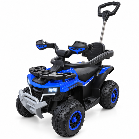 ATV electric copii 3 in 1, cu maner parental, baterie 6V 4,5Ah, bare laterale detasabile, muzica si lumini, albastru, 1-4 ani [5]