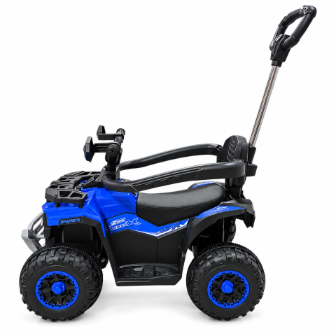 ATV electric copii 3 in 1, cu maner parental, baterie 6V 4,5Ah, bare laterale detasabile, muzica si lumini, albastru, 1-4 ani [4]