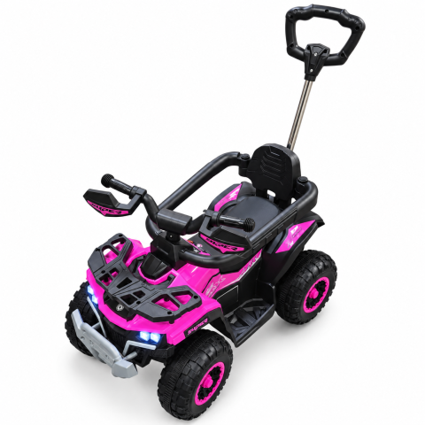 ATV electric copii 3 in 1, cu maner parental, baterie 6V 4,5Ah, bare laterale detasabile, muzica si lumini, roz, 1-4 ani [3]