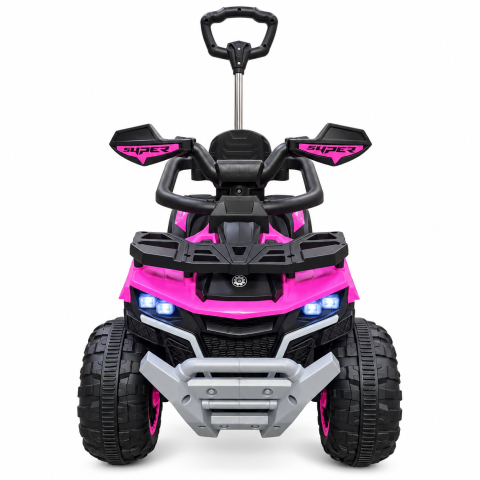 ATV electric copii 3 in 1, cu maner parental, baterie 6V 4,5Ah, bare laterale detasabile, muzica si lumini, roz, 1-4 ani [4]