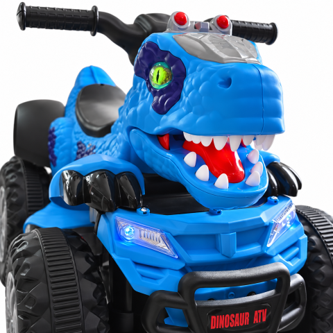 ATV electric dinozaur T-Rex pentru copii, 6V 7Ah, motor 35W, lumini LED, Bluetooth, USB si scaun tapitat, albastru, 18-48 luni [6]