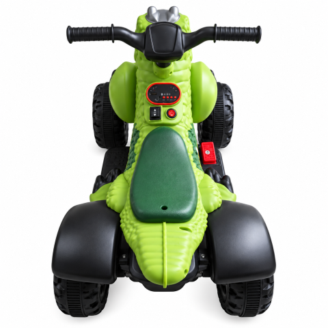 ATV electric dinozaur T-Rex pentru copii, 6V 7Ah, motor 35W, lumini LED, Bluetooth, USB si scaun tapitat, verde, 18-48 luni [3]
